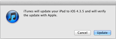Apple iOS 4.3.5 Update Screen