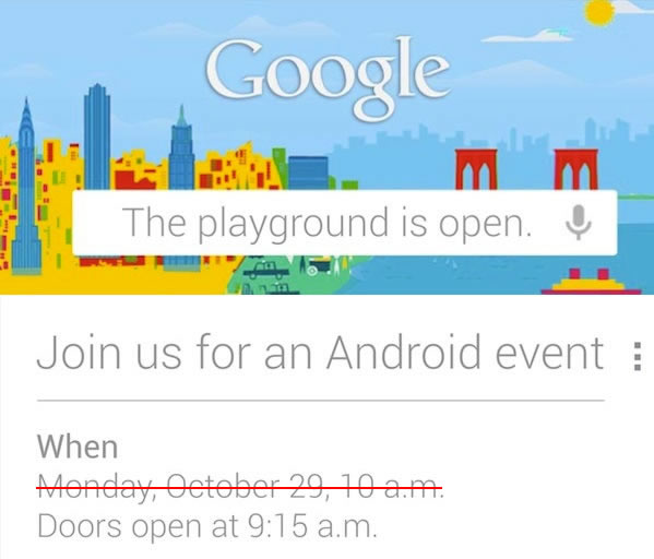 Google 29 October 2012 Event Cancelled