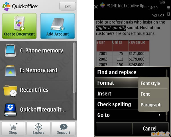 Quickoffice Pro for Symbian
