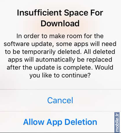 iOS 9 Insufficient Space Message
