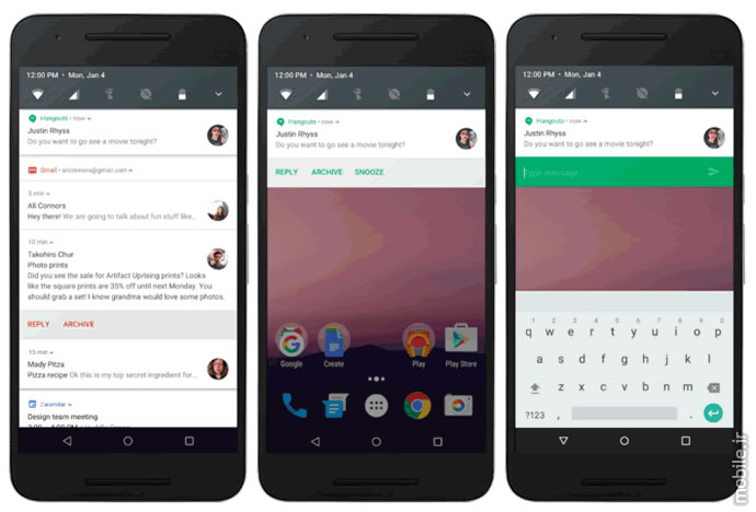 Android N Quick Reply function Notification Shade Panel