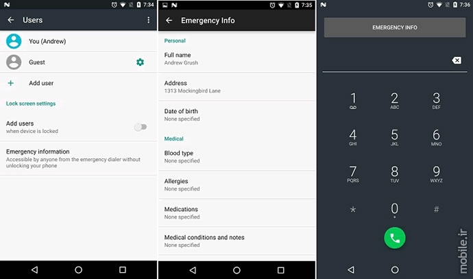 Android N emergency info on lock screen
