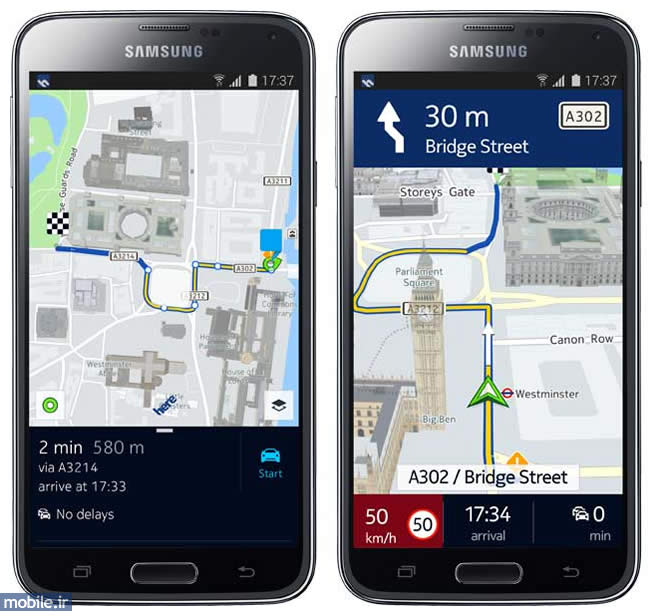 Nokia Here Maps on Samsung Galaxy S5