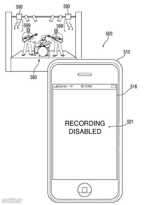 Apple remotely disabling iPhone cameras prevents audience from illegally recording a live show patent