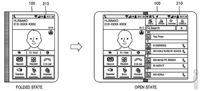 samsung phone that unfolds into a tablet patent application